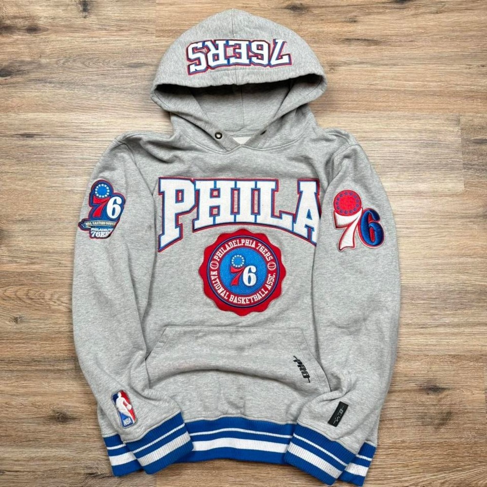 Vintage Philadelphia 76ers Pro Standard Gray patch Embroidered Hoodie